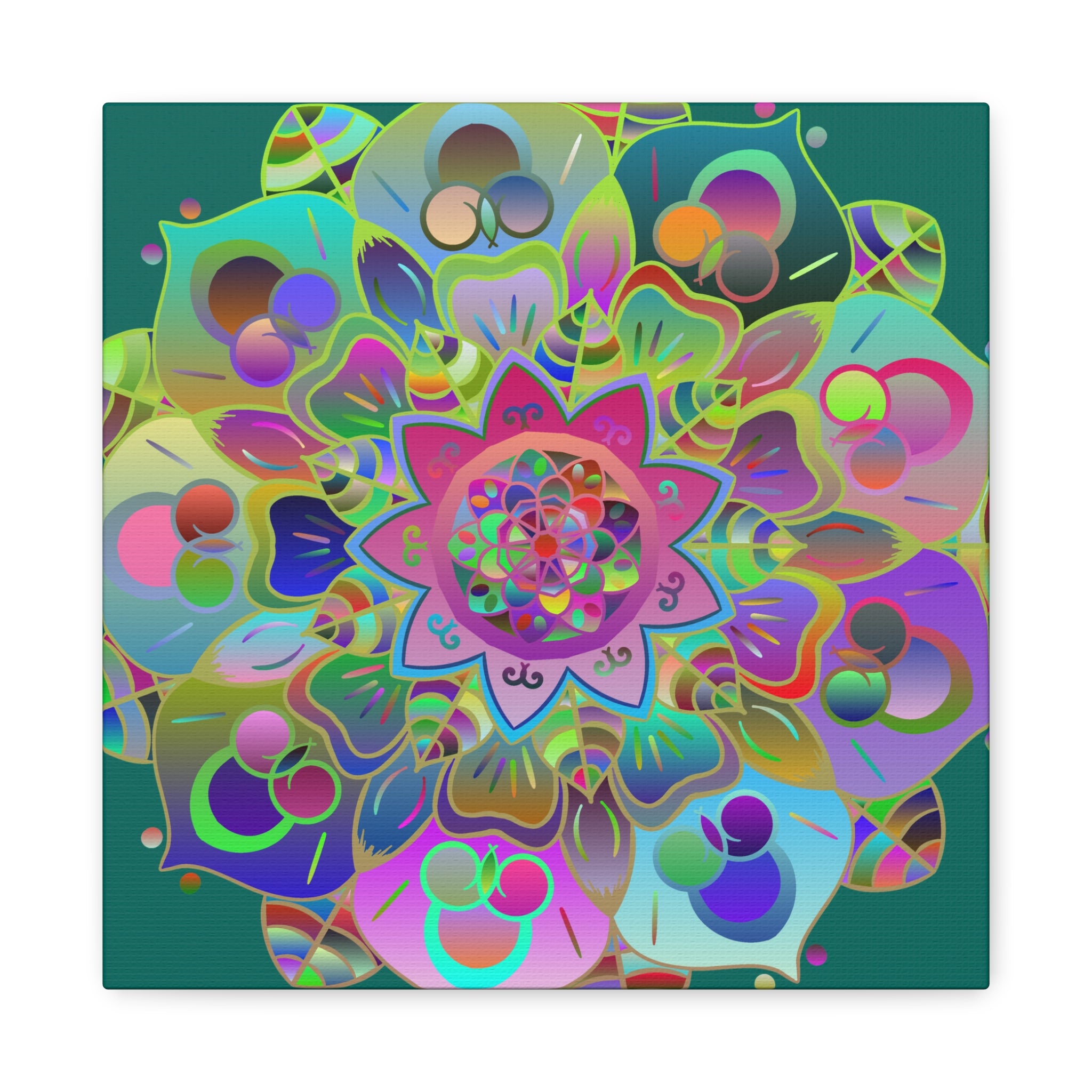 Vibrant Mandala Matte Canvas Wall Art — Colorful Boho Stretched Canvas