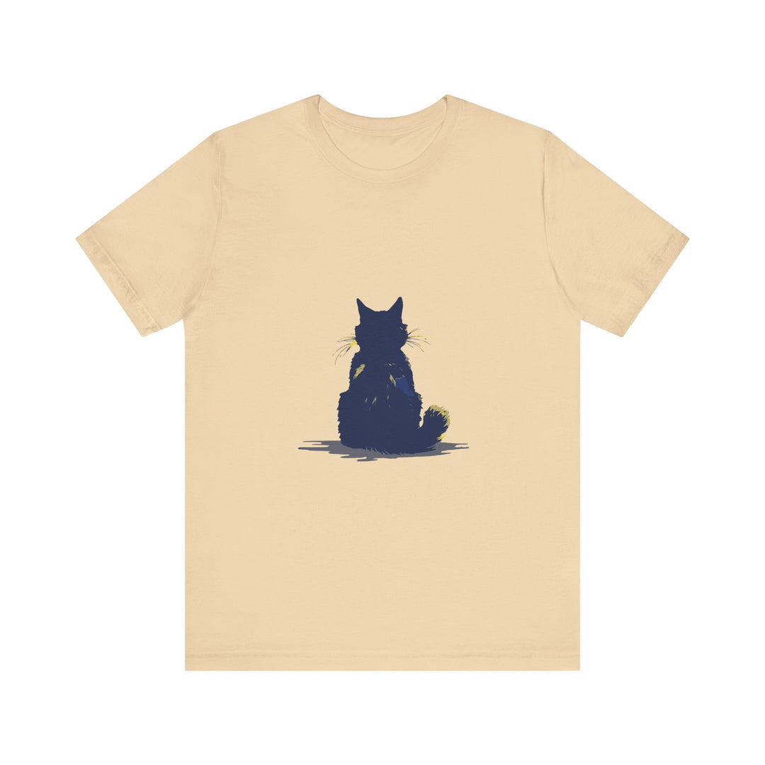 A black cat mystery t-shirt, featuring a simple and cool design