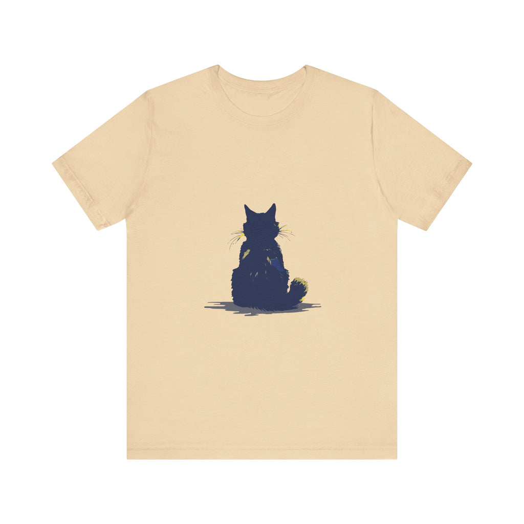 A black cat mystery t-shirt, featuring a simple and cool design