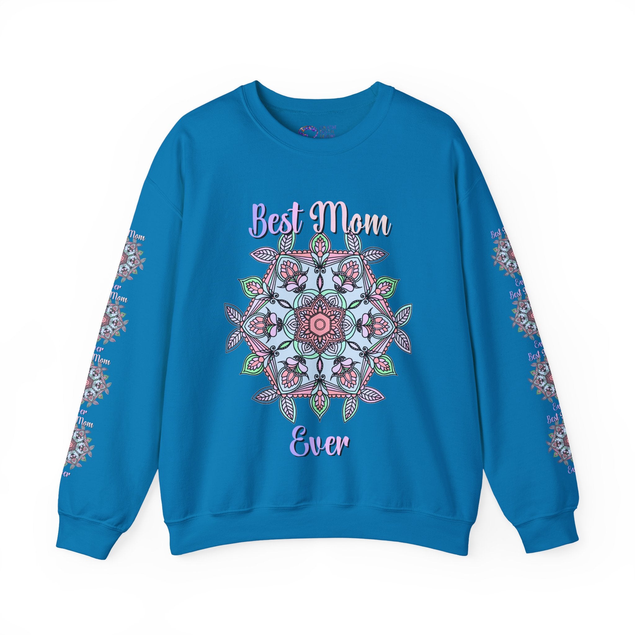 Mandala Art Crewneck Sweatshirt Celebrating Moms in Soft Hues