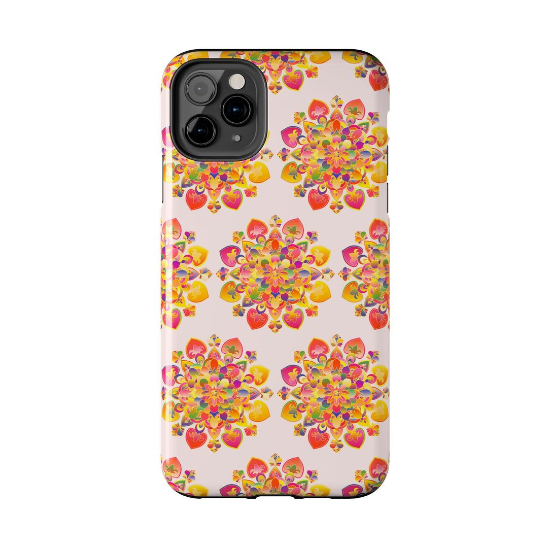 Phone Case - Hand-Drawn Mandala Art - Light Pink Long Description 40