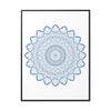 Vertical steel blue Mandala Handmade Art on gallery canvas wraps