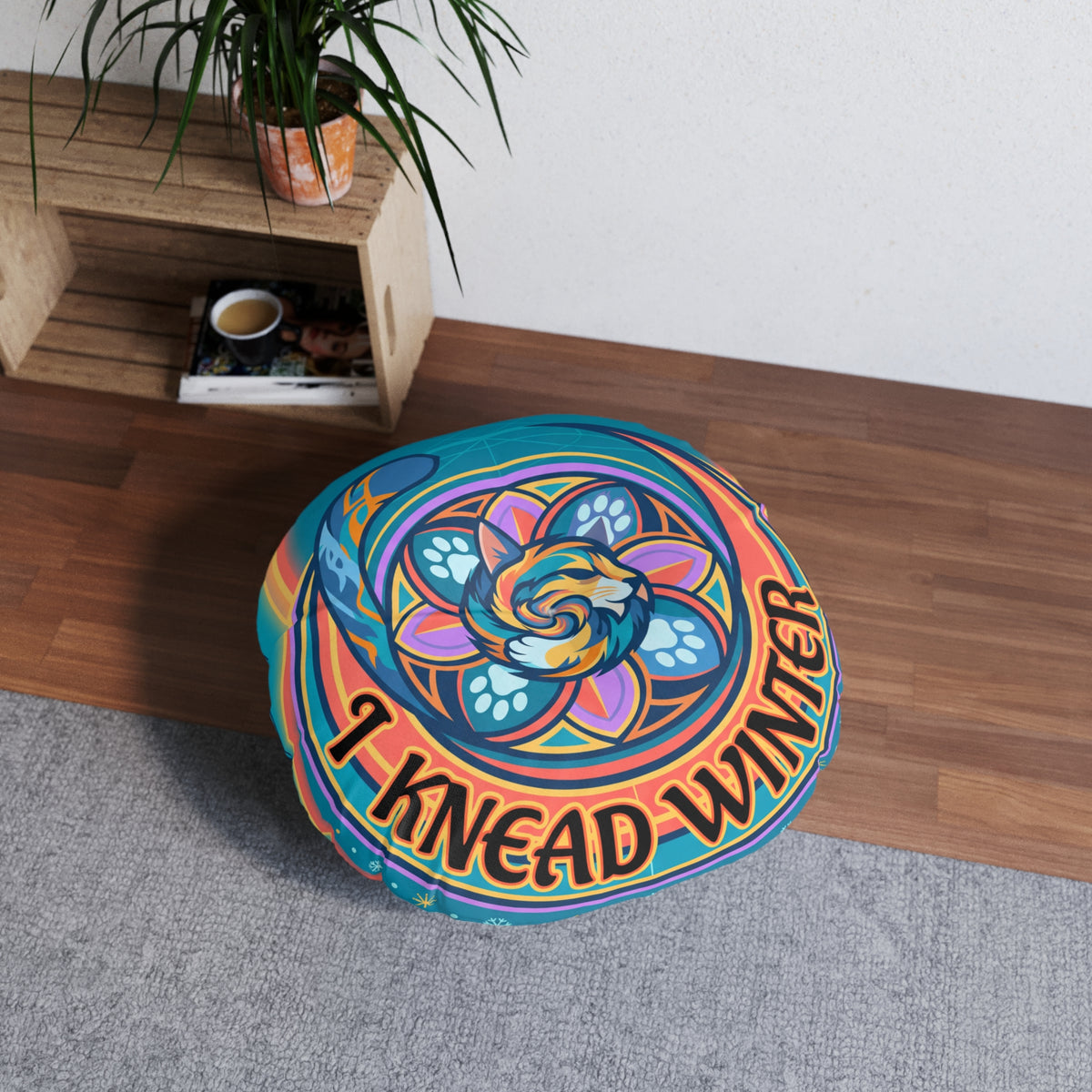 Cuscino da pavimento con motivo a gatto Sacred Geometry
