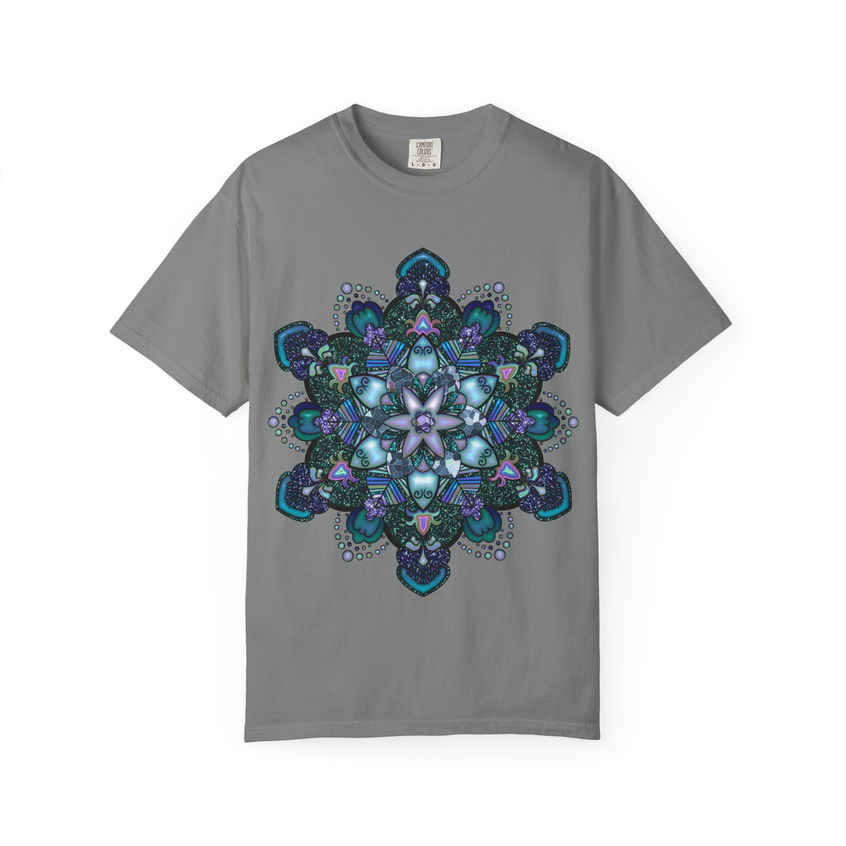Mandala T-Shirt – Blue Purple Boho Geometric Floral Design