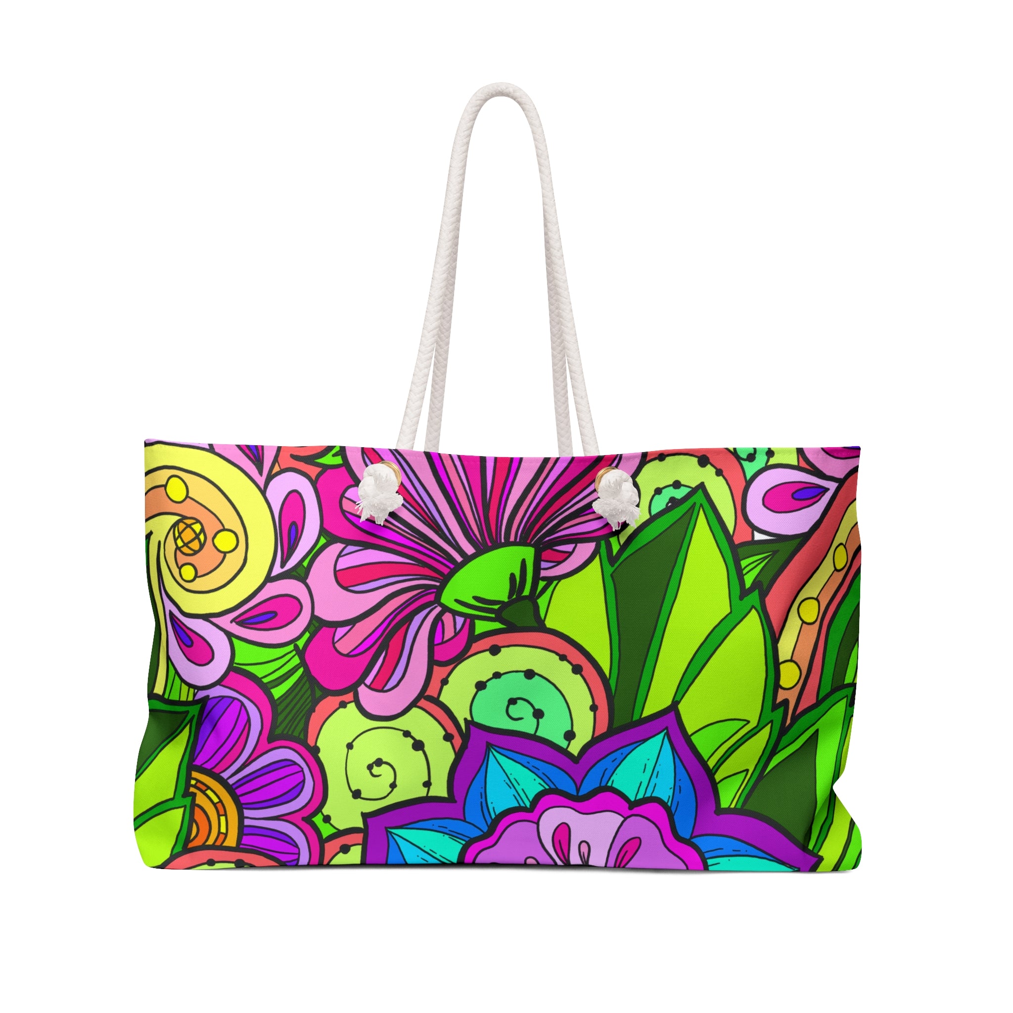 Floral Fantasy Weekender Bag in Lush Greens and Pinks for Travel