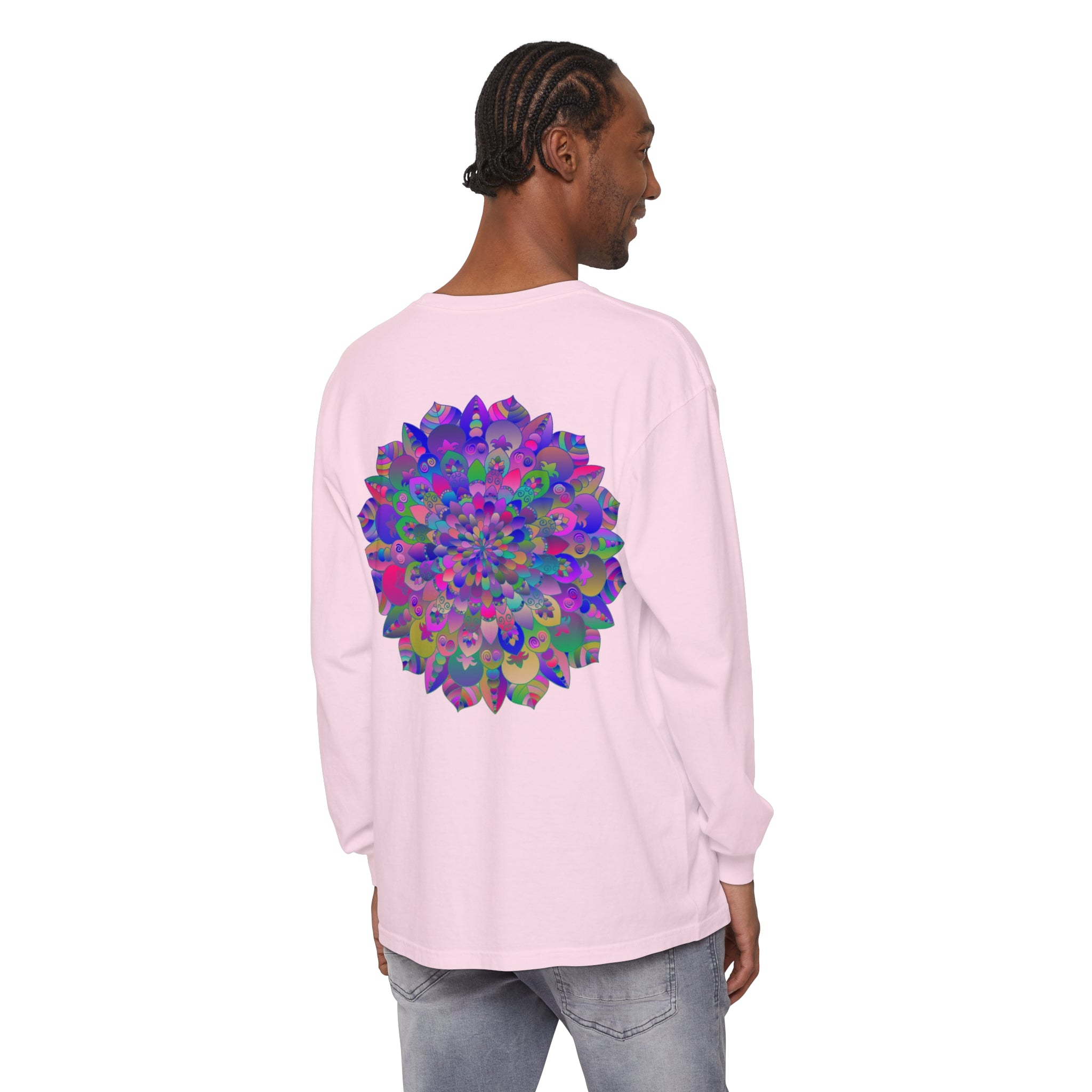 Colorful and intricate mandala design long sleeve t-shirt for vibrant fashion