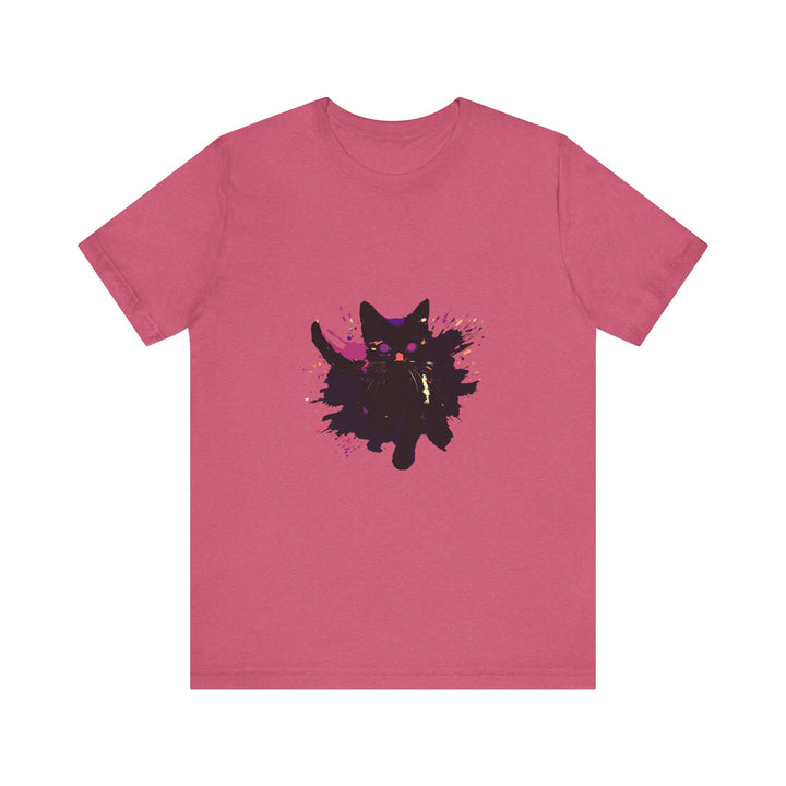 A bold and colorful Black Cat Mystery T-Shirt, perfect for cat lovers