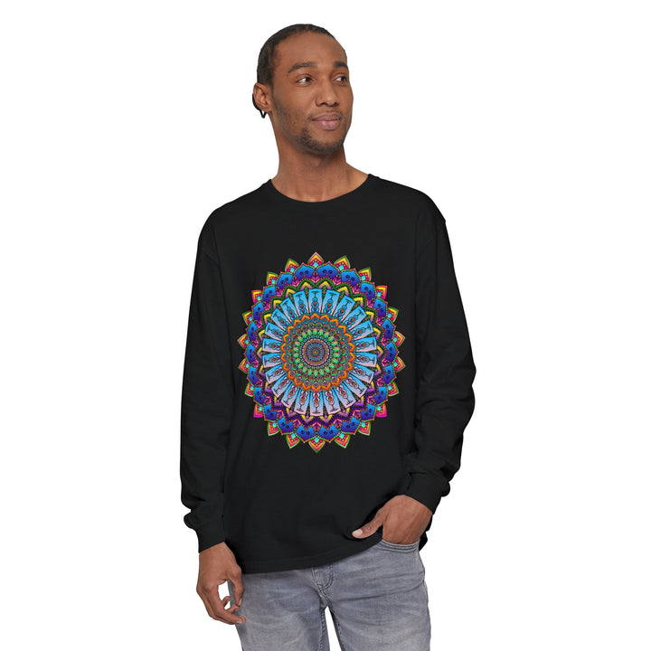 Colorful and intricate mandala design long sleeve t-shirt for men and women