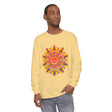 Colorful and intricate mandala design on a unisex long sleeve t-shirt