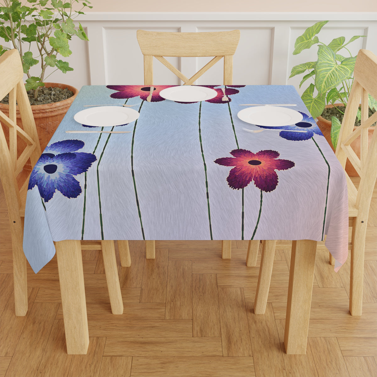 Bunte Tischdecke mit Wildblumenmuster