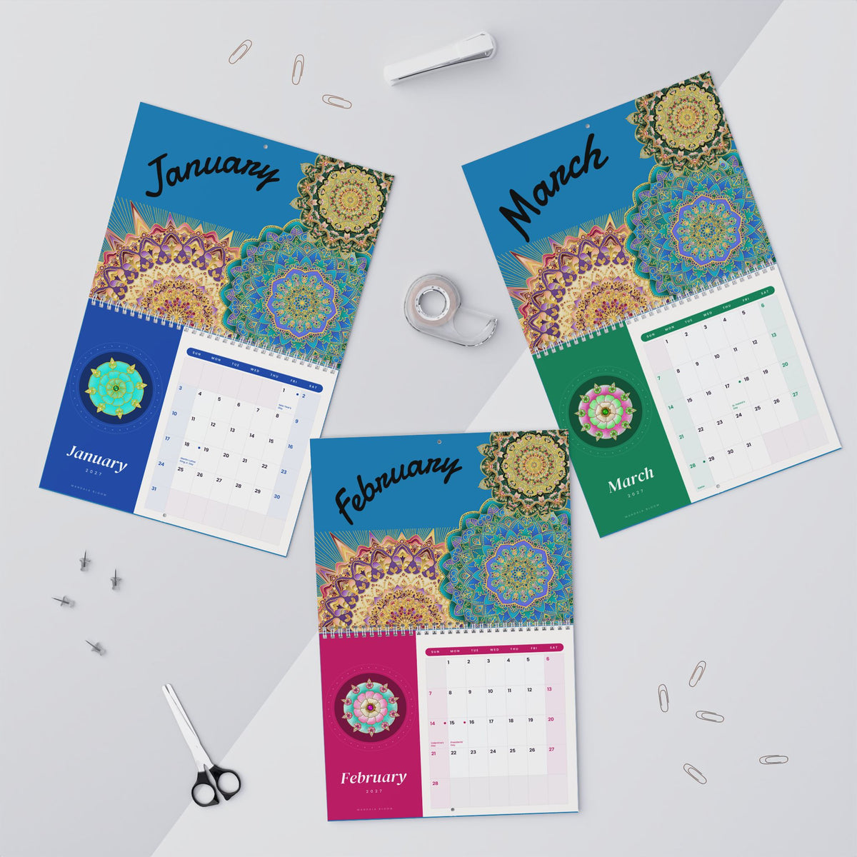 2027 Rise N’ Shine Mandala Wall Calendar