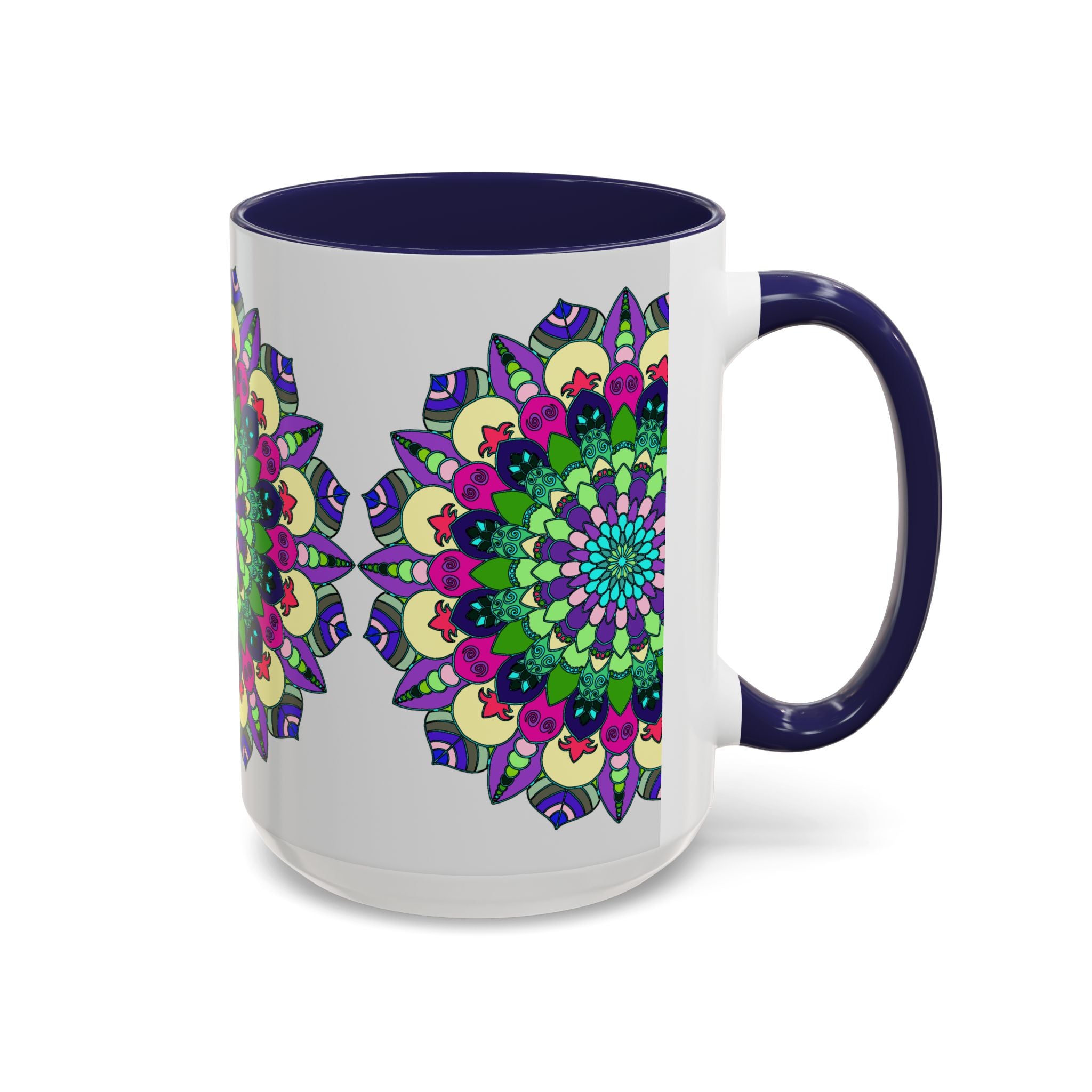 Beautiful ceramic mug featuring a vibrant mandala design, perfect for adding a touch of color and spirituality to your morning routine