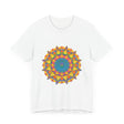 Vibrant Mandala Tee featuring a colorful and intricate geometric design, perfect for adding a pop of color to your wardrobe