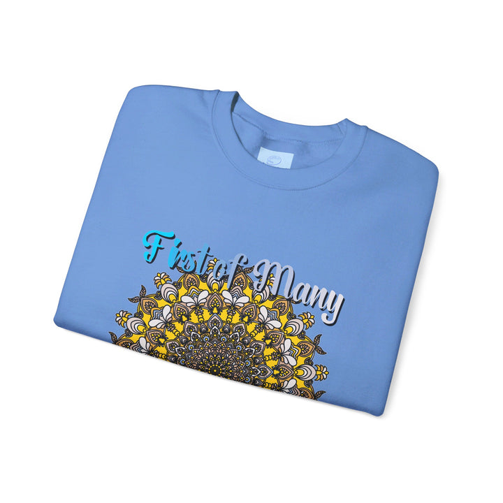 First Year Wedding Anniversary Gift Unisex Heavy Blend Crewneck Sweatshirt with 'First of Many, Paper Anniversary' design