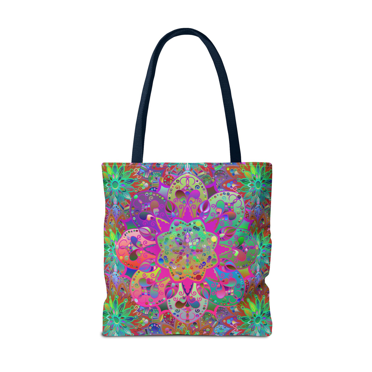 Psychedelic Mandala Tote Bag — Colorful Boho All-Over Print Tote