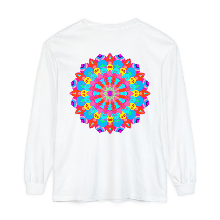 Colorful Mandala Unisex Long Sleeve T-Shirt featuring intricate and vibrant mandala design