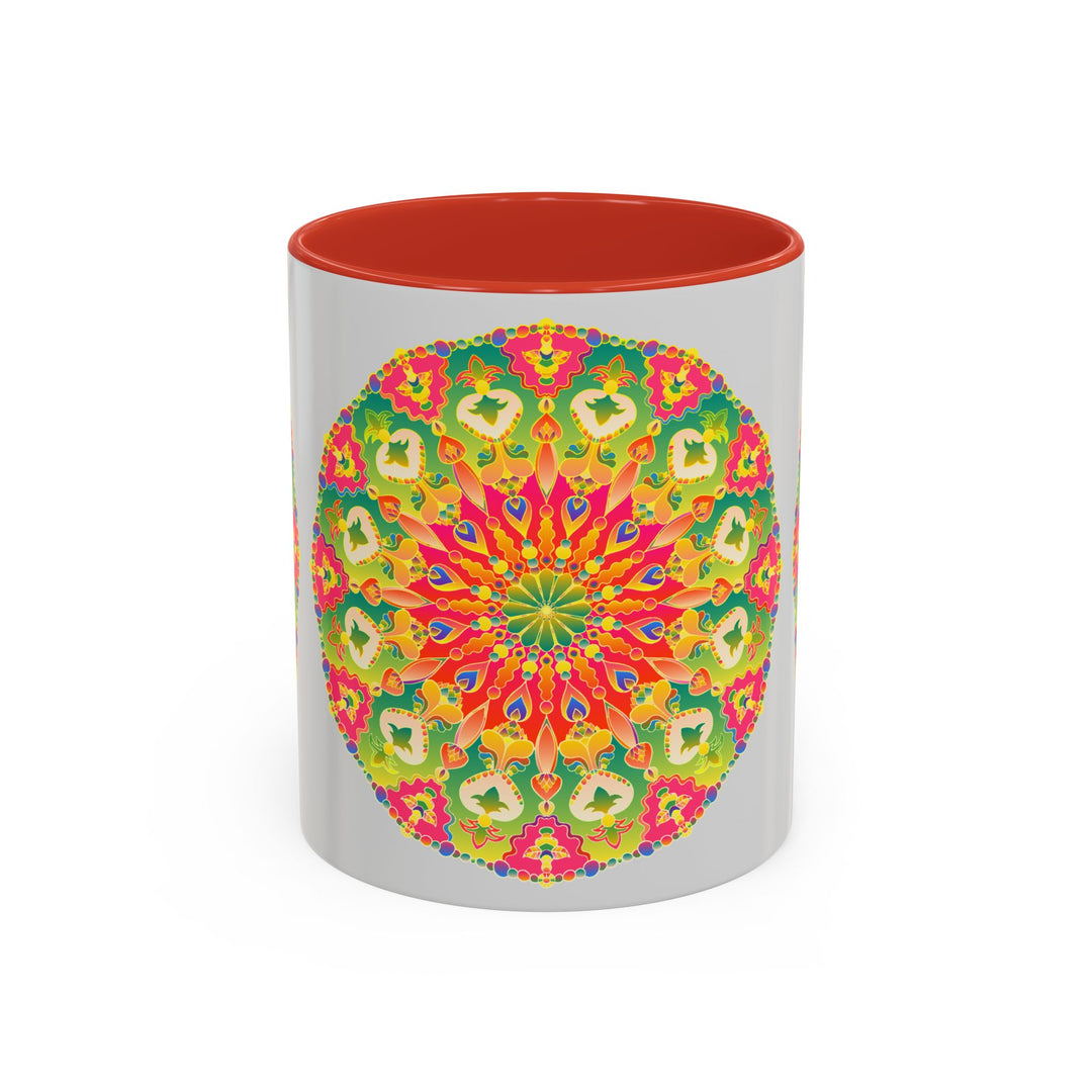 Beautiful handcrafted mandala art mug featuring vibrant and colorful designs