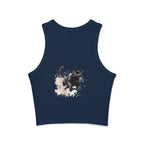 Modern and edgy graphic print on Black Cat Watercolor Splash Racer Tank Top