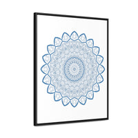 Steel Blue Mandala Handmade Art - Vertical Frame for Wall Display