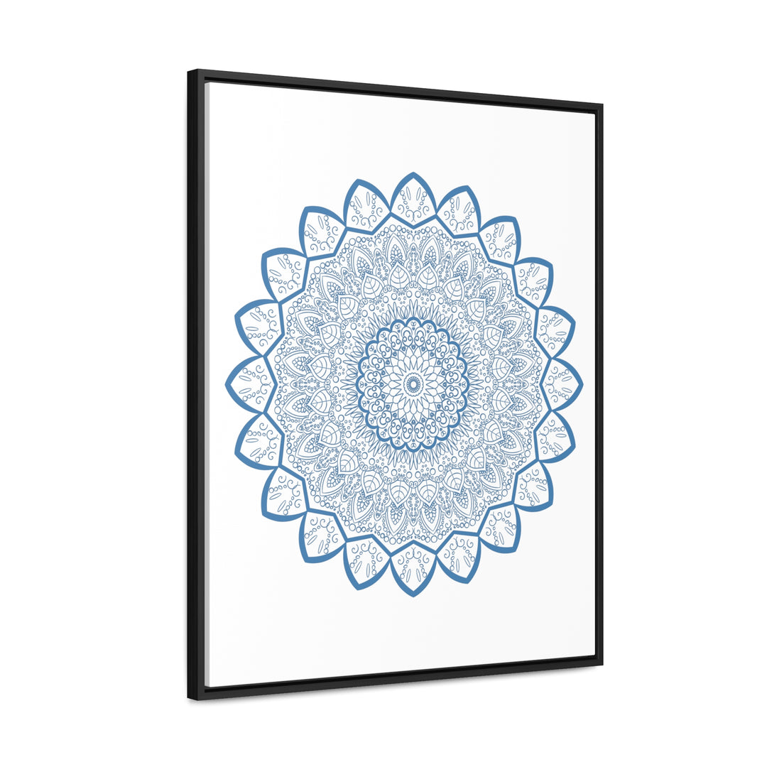 Steel Blue Mandala Handmade Art - Vertical Frame for Wall Display