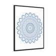 Steel Blue Mandala Handmade Art - Vertical Frame for Wall Display