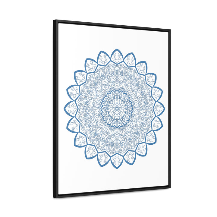 Steel Blue Mandala Handmade Art - Vertical Frame for Wall Display