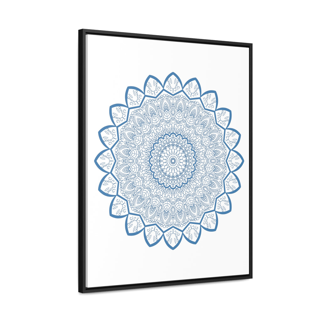 Steel Blue Mandala Handmade Art - Vertical Frame for Wall Display