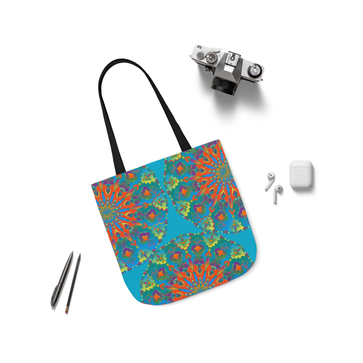 Canvas Tote Bag in Bright Tropical Colors for Summer Fun