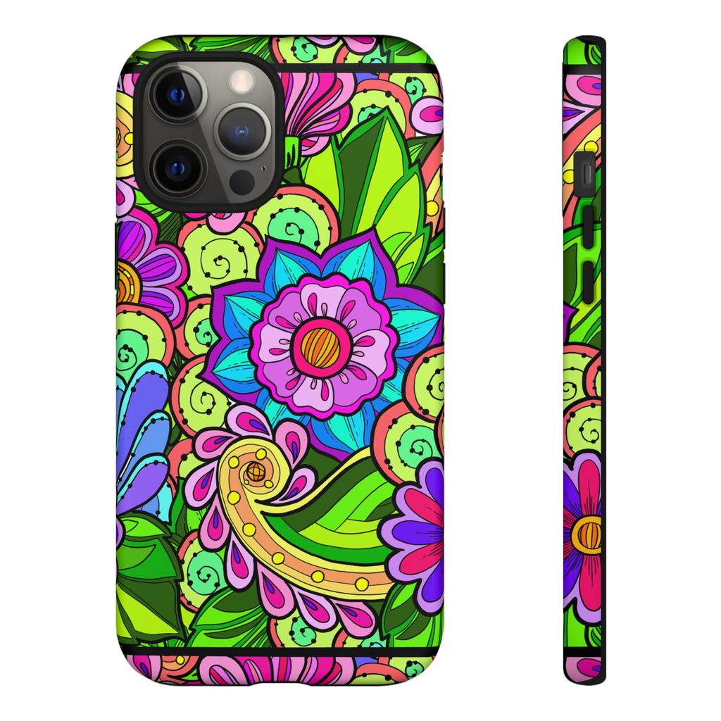 Floral Fantasy iPhone and Google Pixel Case in Bright Green Palette