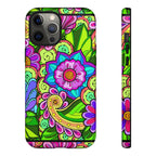 Floral Fantasy iPhone and Google Pixel Case in Bright Green Palette