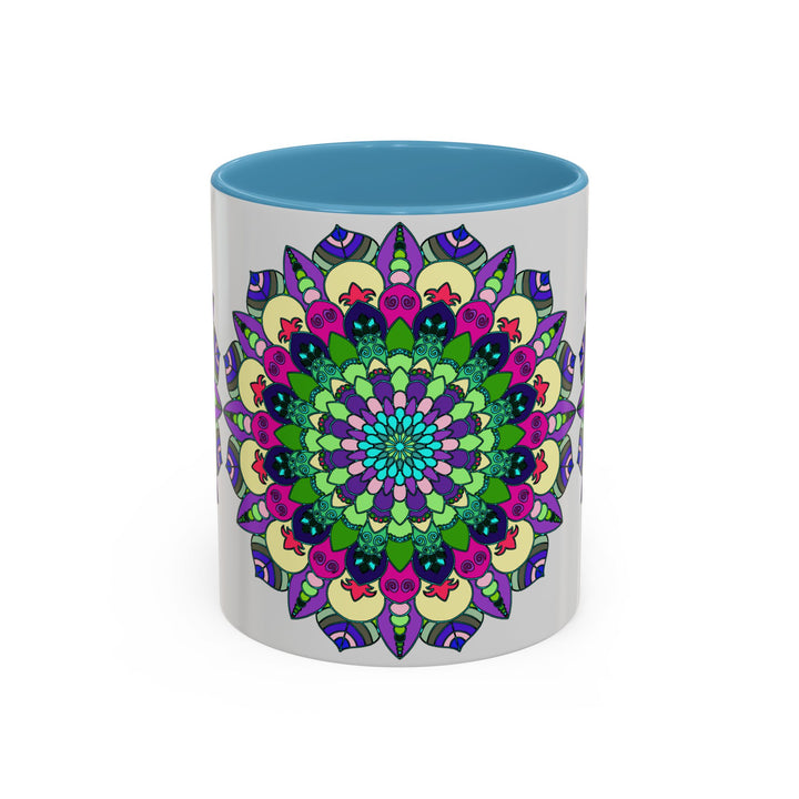 Beautiful mandala art mug featuring vibrant colors and spiritual designs