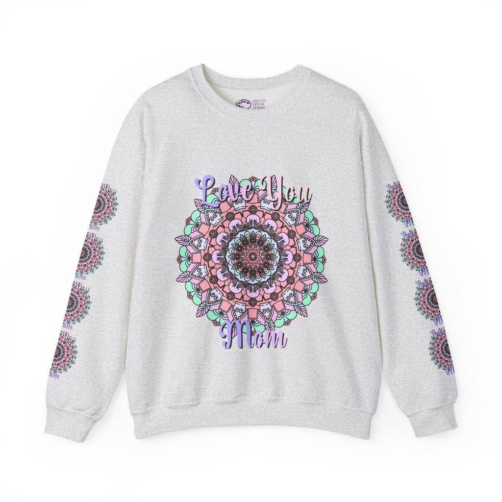 Felpa girocollo ispirata al mandala per mamme in tenui colori pastello