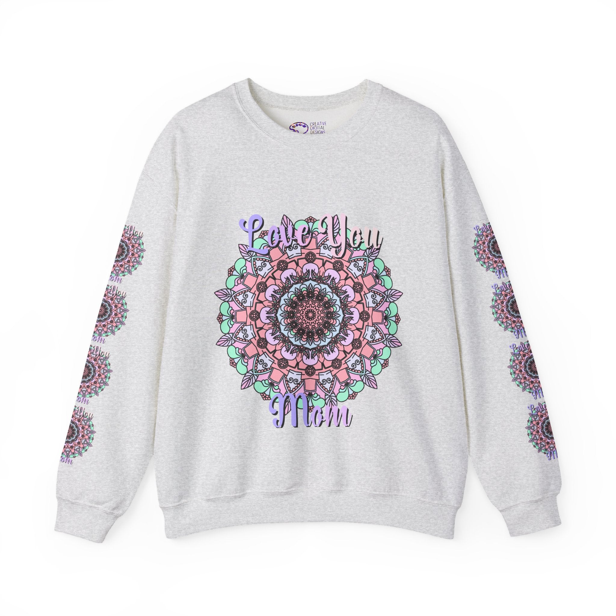 Mandala Inspired Crewneck Sweatshirt for Moms in Soft Pastels