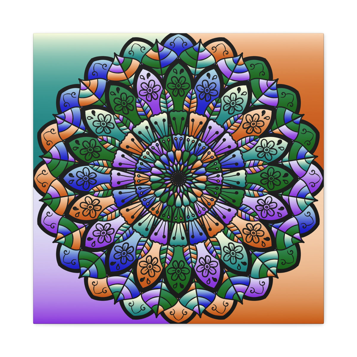 Colorful Mandala Wall Canvas — Stretched Matte Art