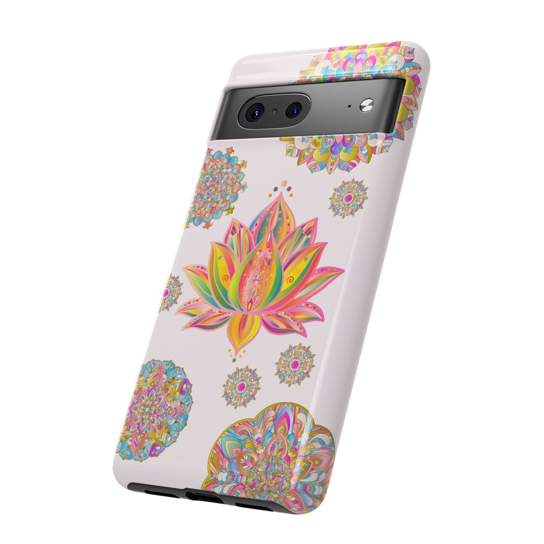 Light pink lotus flower mandala design phone case for stylish protection