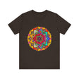 Vibrant Mandala Tee with Red and Yellow Spiritual Design