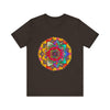 Vibrant Mandala Tee with Red and Yellow Spiritual Design