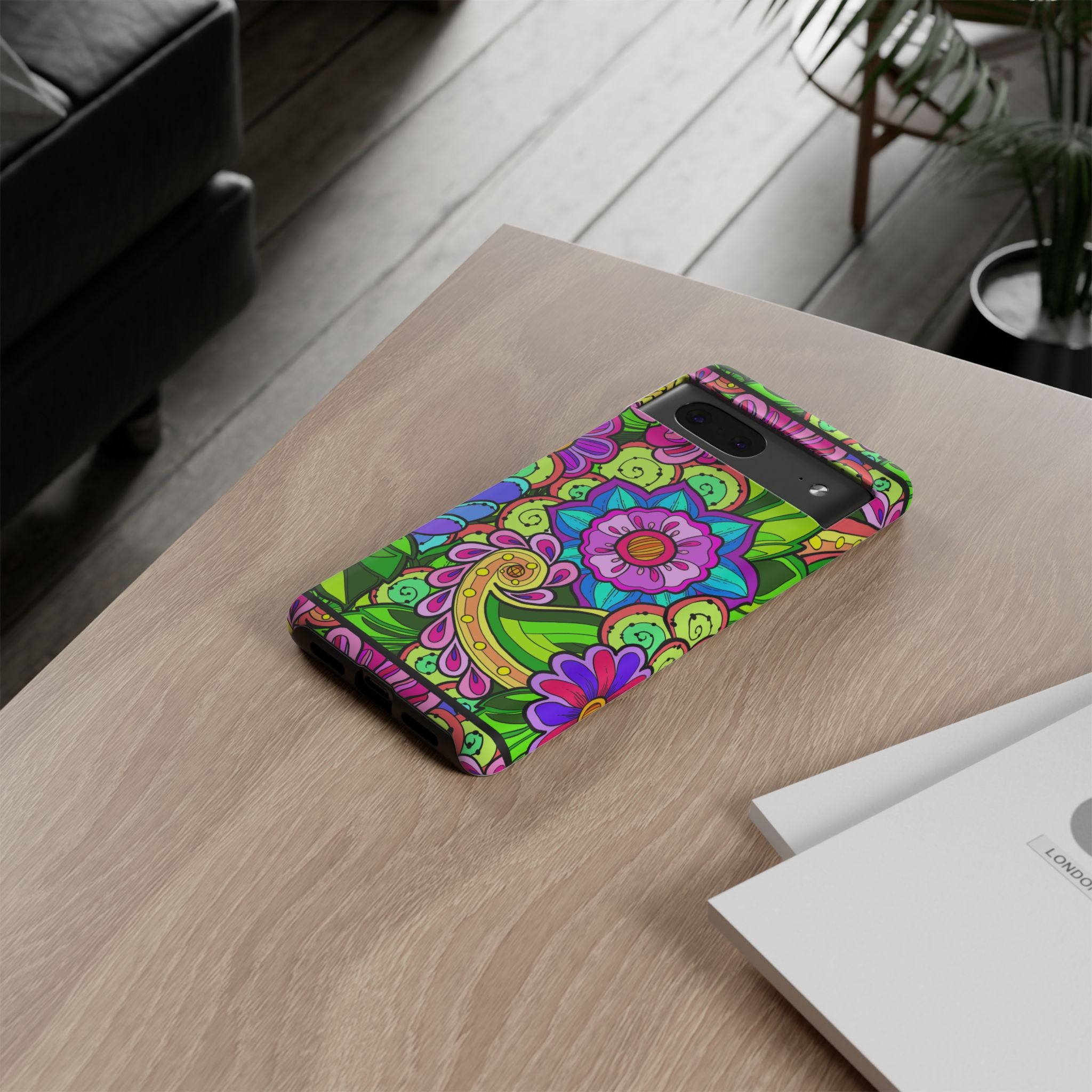 Floral Fantasy iPhone and Google Pixel Case in Bright Green Palette