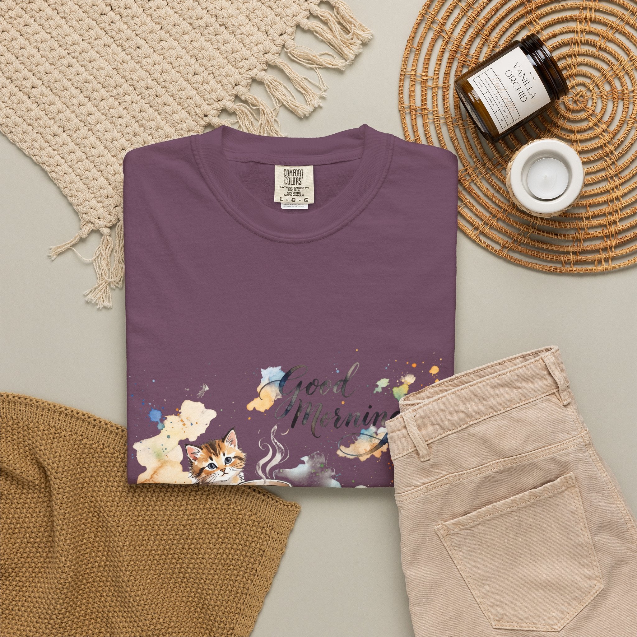 Good Morning Cat T-Shirt | Ultra-Soft Cotton Graphic Tee