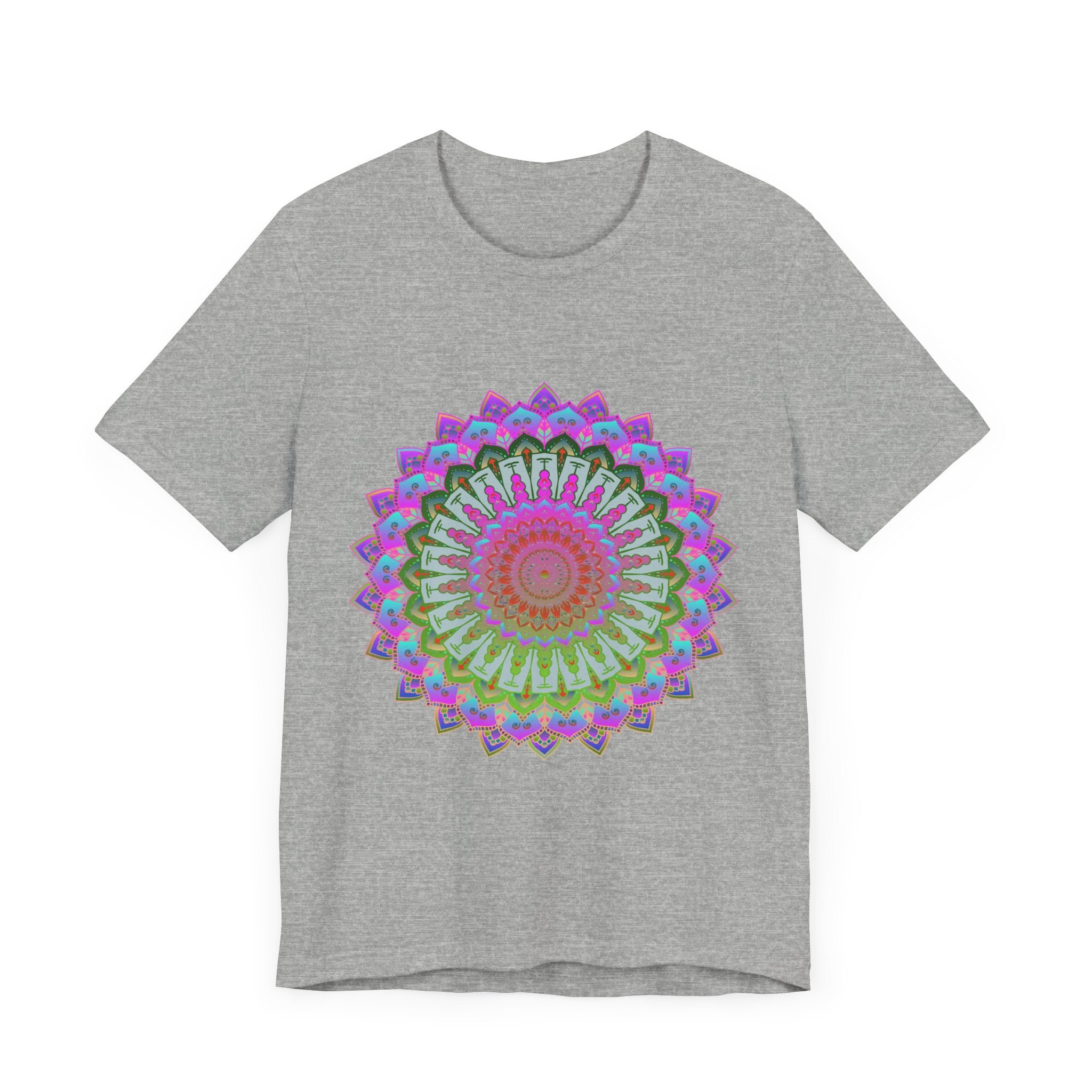 Vibrant and intricate mandala t-shirt featuring a colorful and eye-catching design