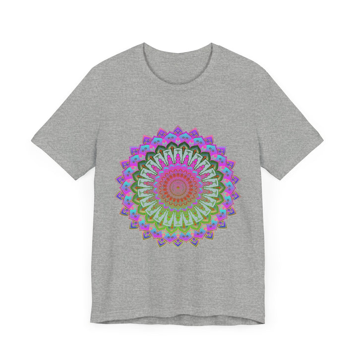 Vibrant and intricate mandala t-shirt featuring a colorful and eye-catching design