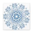 Handmade Mandala Art in Steel Blue on Matte Canvas, Stretched, 125 Frame - Mandala Design Wall Art for Home Decor