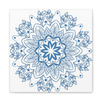 Handmade Mandala Art in Steel Blue on Matte Canvas, Stretched, 125 Frame - Mandala Design Wall Art for Home Decor