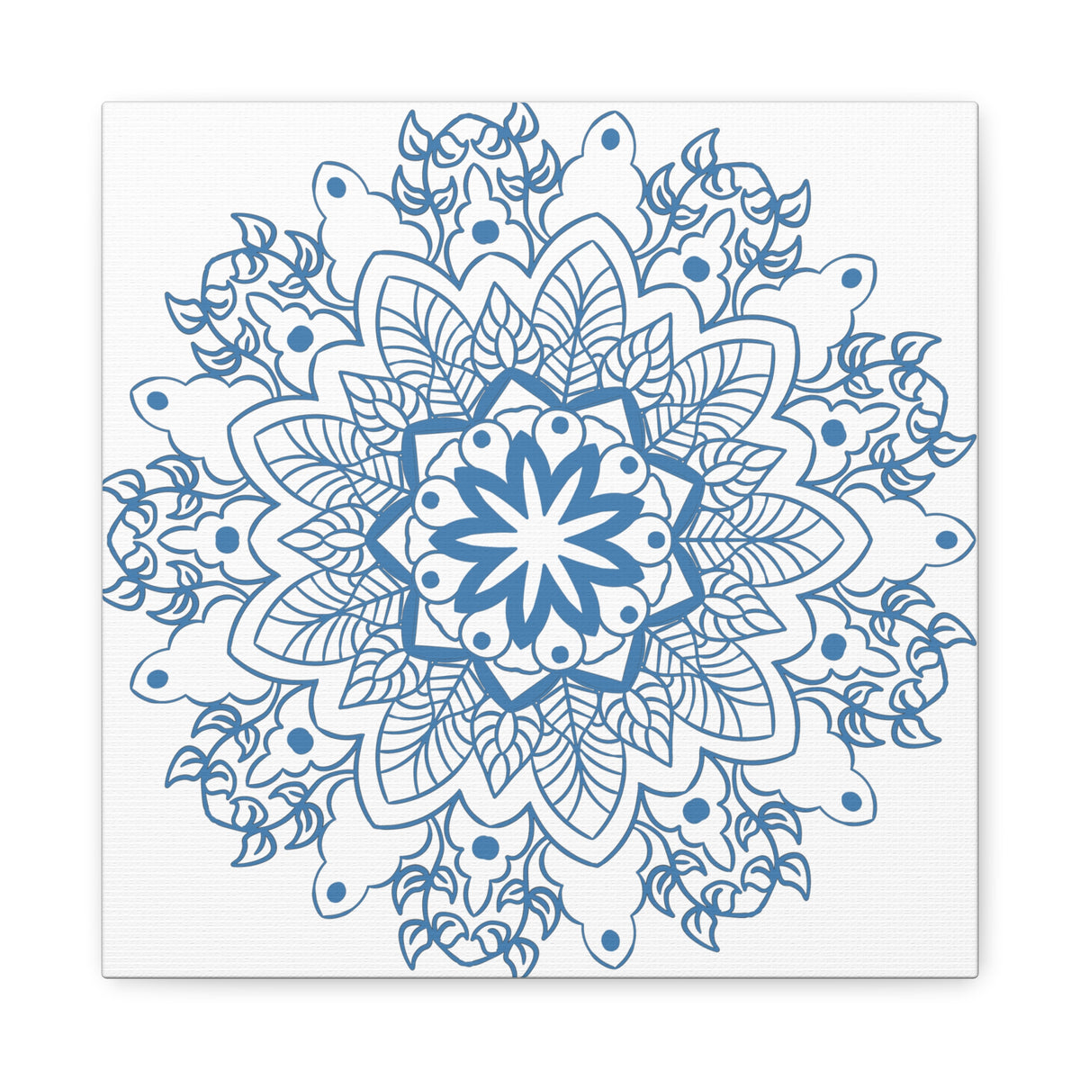 Handmade Mandala Art in Steel Blue on Matte Canvas, Stretched, 125 Frame - Mandala Design Wall Art for Home Decor