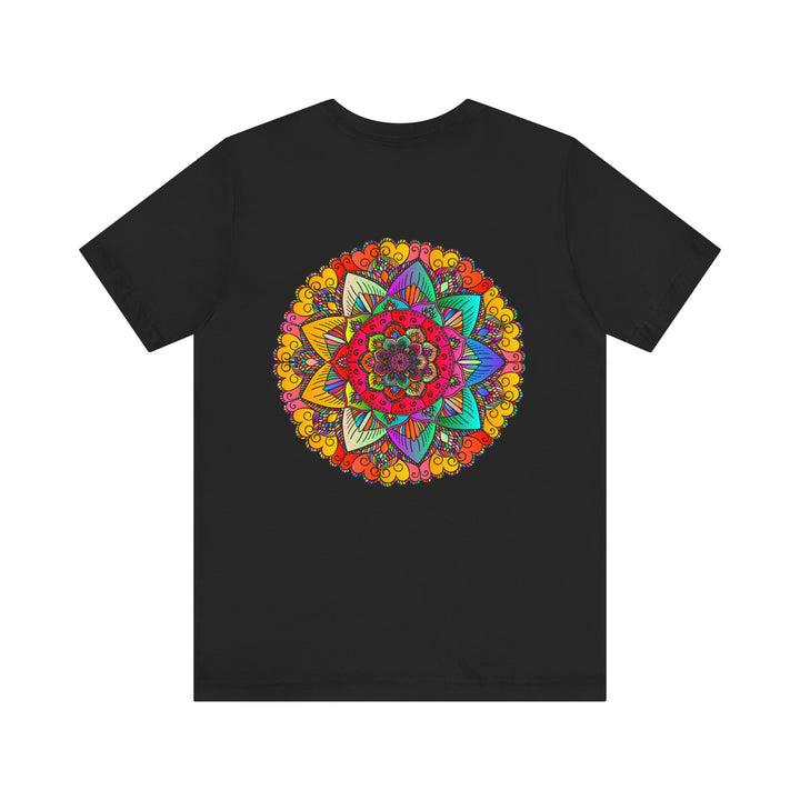 Colorful t-shirt featuring a spiritual mandala design symbolizing peace and harmony