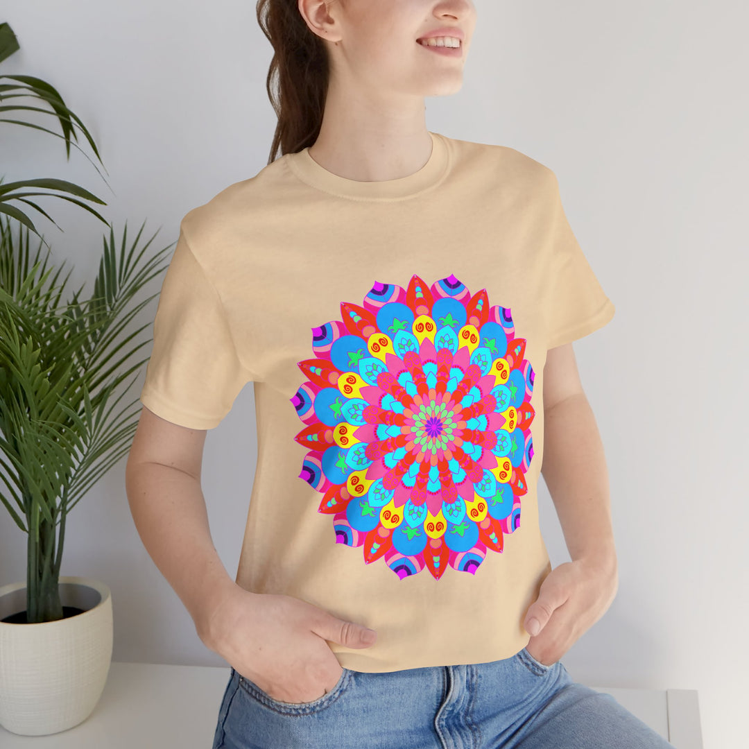 Vibrant and intricate mandala design t-shirt featuring psychedelic art in a variety of bold colors