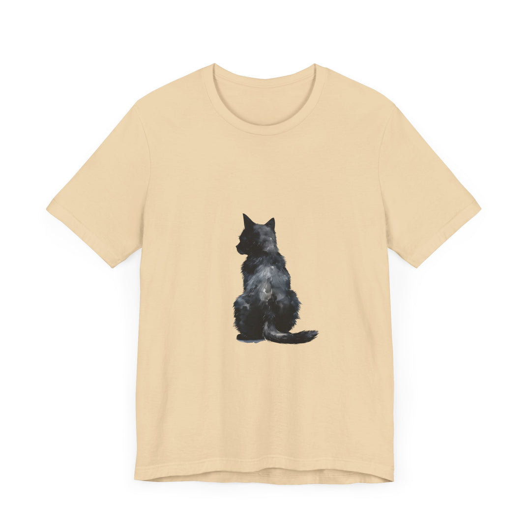 Black Cat Watercolor T-Shirt featuring a mystical design with vibrant colors and intricate details, perfect for cat lovers and fans of unique, artistic apparel