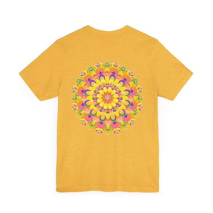 A colorful and intricate mandala design adorns this vibrant tee, promoting peace and harmony with its soothing and balanced aesthetic