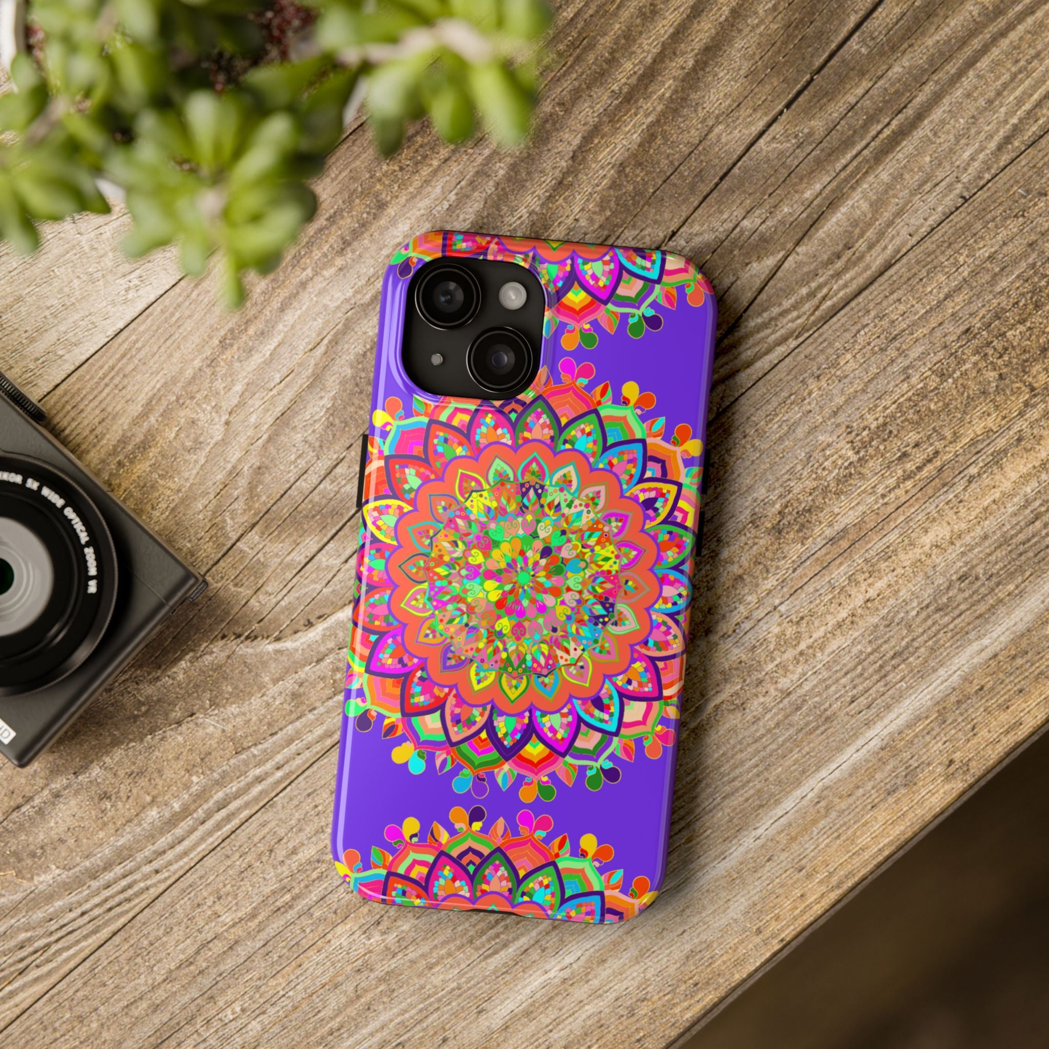 Beautiful hand drawn purple Mandala art phone case for stylish protection