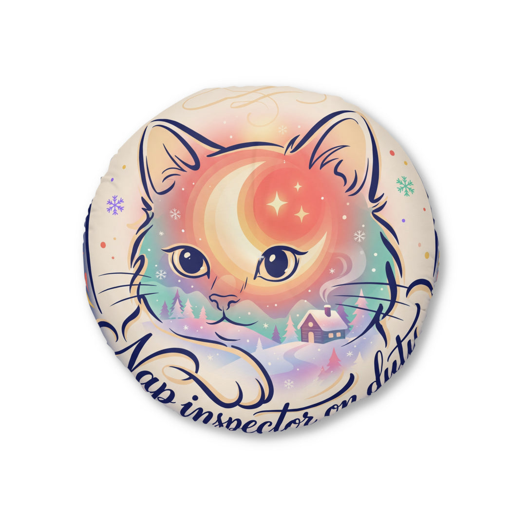 Nap Inspector Cat Round Floor Pillow